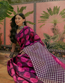Wine Khadi Printed Saree