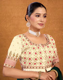 Cream Silk Sequence Embroidery Blouse