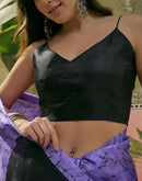 Purple Khadi Floral Printed Saree