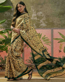 Dusty Lemon Yellow Khadi Printed Saree