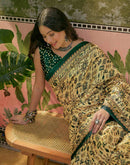 Dusty Lemon Yellow Khadi Printed Saree
