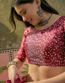 Dark Peach Khadi Printed Saree