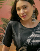 Black Khadi Printed Saree