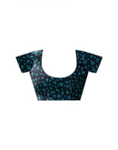 Teal Blue Khadi Printed Saree