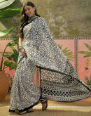Beige Khadi Printed Saree