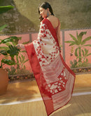 Off White Khadi Printed Saree