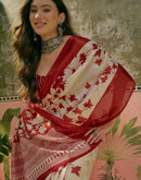 Off White Khadi Printed Saree