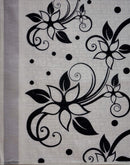 Off White Linen Floral Printed Saree