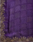 Purple Chiffon Bandhani Printed Embroidery Saree