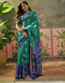 Teal Green Georgette Foil Printed Saree