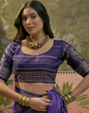 Purple Georgette Foil Printed Saree