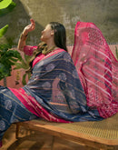 Blue Georgette Foil Printed Saree