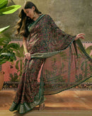 Green Georgette Printed Saree