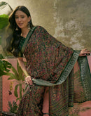 Green Georgette Printed Saree