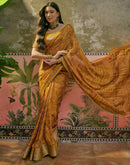 Mustard Yellow Georgette Printed Saree