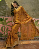 Mustard Yellow Georgette Printed Saree