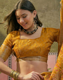 Mustard Yellow Georgette Printed Saree
