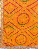 Yellow Georgette Bandhani Printed Saree 