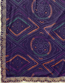 Purple Georgette Bandhani Printed Saree 