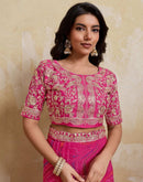 Rani Pink Georgette Bandhani Printed Saree 
