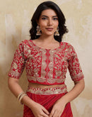 Red Georgette Bandhani Printed Saree 
