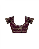 Wine Tissue Silk Embroidery Saree