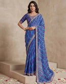 Blue Georgette Laheriya Printed Saree
