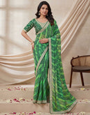 Green Georgette Laheriya Printed Saree