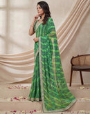 Green Georgette Laheriya Printed Saree