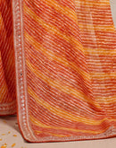 Orange Georgette Laheriya Printed Saree