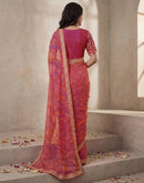 Pink Georgette Laheriya Printed Saree