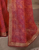 Pink Georgette Laheriya Printed Saree