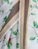 White Silk Floral Printed Saree