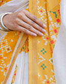 White Silk Printed Saree