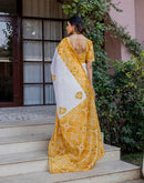 White Silk Printed Saree