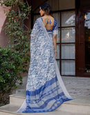 White Linen Printed Saree