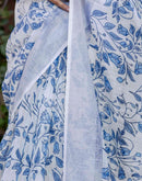 White Linen Printed Saree