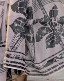 Dark Beige Linen Printed Saree