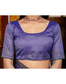 Cream Shimmer Silk Printed Saree