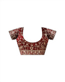 Maroon Tissue Satin Sequence Embroidery Saree