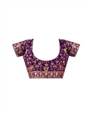 Purple Tissue Satin Sequence Embroidery Saree