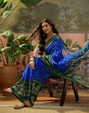 Blue Georgette Foil Printed Saree