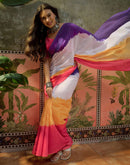 Multicoloured Linen Printed Saree