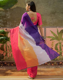 Multicoloured Linen Printed Saree