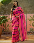 Multicoloured Linen Printed Saree