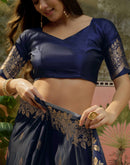 Navy Blue Silk Woven Banarasi Saree