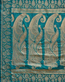 Teal Blue Silk Woven Banarasi Saree