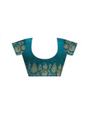 Teal Blue Silk Woven Banarasi Saree