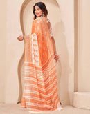 Orange Linen Bandhani Printed Saree