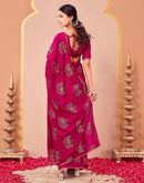 Rani Pink Vichitra Silk Foil Printed Saree